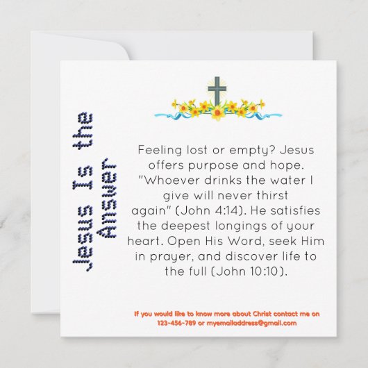 Jésus est la carte de témoignage de réponse (Devant)
