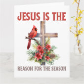 Jésus est la raison de la saison. Cartes de Noël. (Fleur jaune)