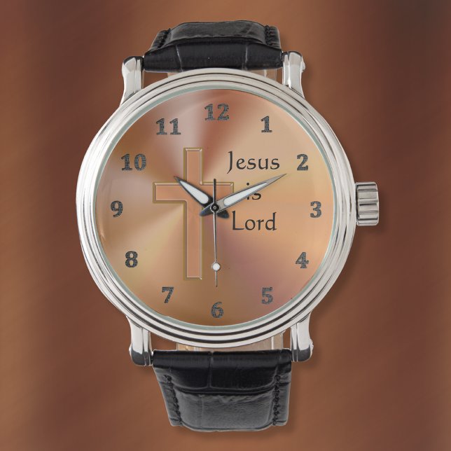 Jésus est le Seigneur Croix Montres pour les homme (Jesus is Lord, Christian Watches for men and women. Gift Ideas for Pastors. Birthday gift for Pastor)