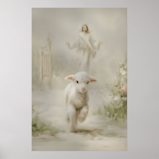 Jésus et agneau Impression aquarelle Bon Pasteur