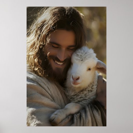 Jésus et agneau Impression Bon Pasteur Mur Chrétie (Devant)