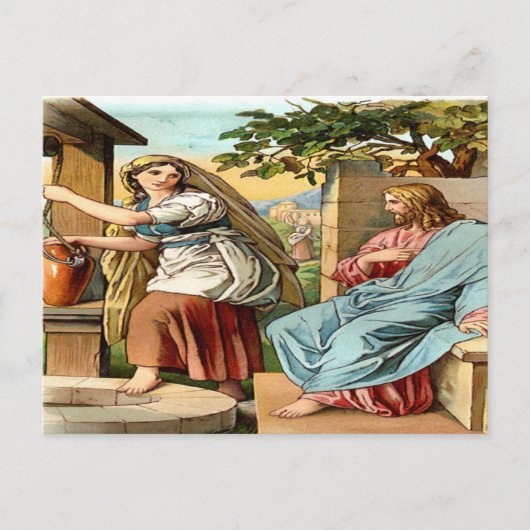 jésus et femmes à la carte postale du puits (Devant)