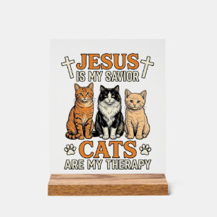 Jésus et les chats sont ma thérapie Vintage Chat T