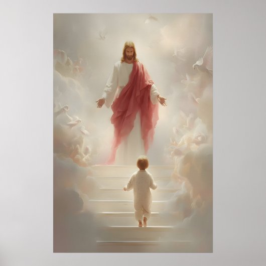 Jésus et petit garçon Impression d'art Catholique (Devant)