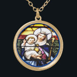 Jésus et reine de collier en verre souillé de ciel<br><div class="desc">Jésus et reine de collier de fenêtre en verre teinté de ciel</div>
