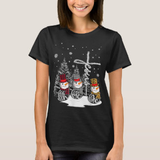 Jesus Faith Hope Love Snowman Kerstmis Christelijk T-shirt