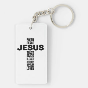 Jesus Faith Peace Trust Geloof Christelijk Zwart Sleutelhanger