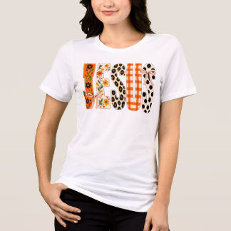 Jesus Fall Bloemrijke Typografie Herfst Christeli Tri-Blend Shirt