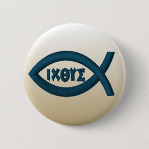 Jesus Fish Christelijk Symbool Ronde Button 5,7 Cm