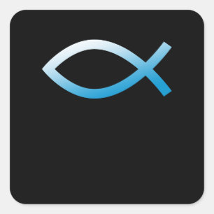Jesus Fish Ichtys Christelijk symbool blauw Vierkante Sticker
