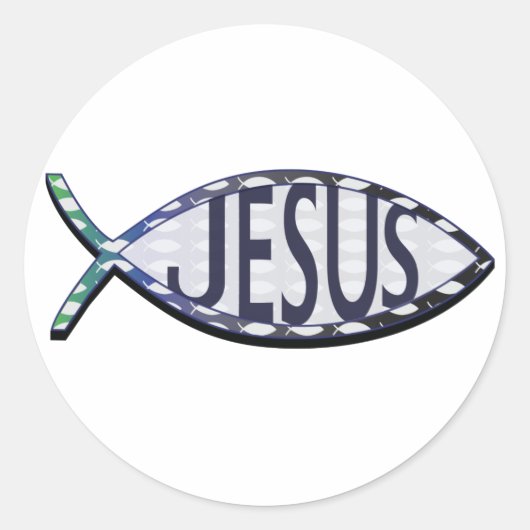 Jesus Fish Ronde Sticker (Voorkant)