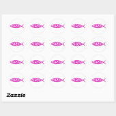 Jesus Fish (roze Stickers) Ronde Sticker (Vel)
