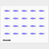 Jesus Fish (Stickers blauw) Ronde Sticker (Vel)