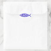 Jesus Fish (Stickers blauw) Ronde Sticker (Tas)