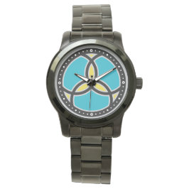 Jesus Fish Trinity Glas in lood Logo - blauwgroen Horloge