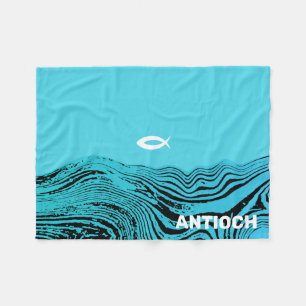 Jesus Fish Wavy Waters Fleece Deken