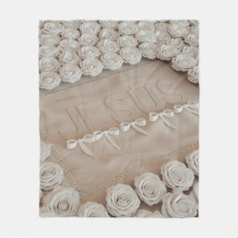 JESÚS Fleece & Sherpa Deken – Witte Rozen &