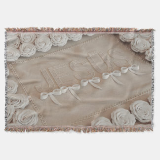 JESÚS Fleece & Sherpa Deken – Witte Rozen &