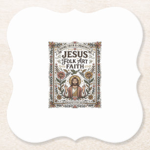 Jesus Folk Art geloof Jesus Folk Art Christelijk g Kartonnen Onderzetters