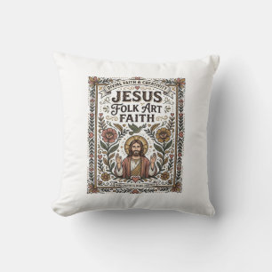 Jesus Folk Art Geloof Jesus Folk Art Christelijk G Kussen