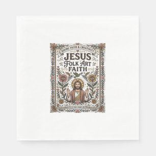 Jesus Folk Art geloof Jesus Folk Art Christelijk g Servet