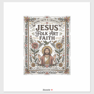 Jesus Folk Art geloof Jesus Folk Art Christelijk g Sticker