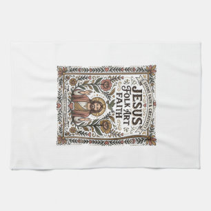 Jesus Folk Art geloof Jesus Folk Art Christelijk g Theedoek