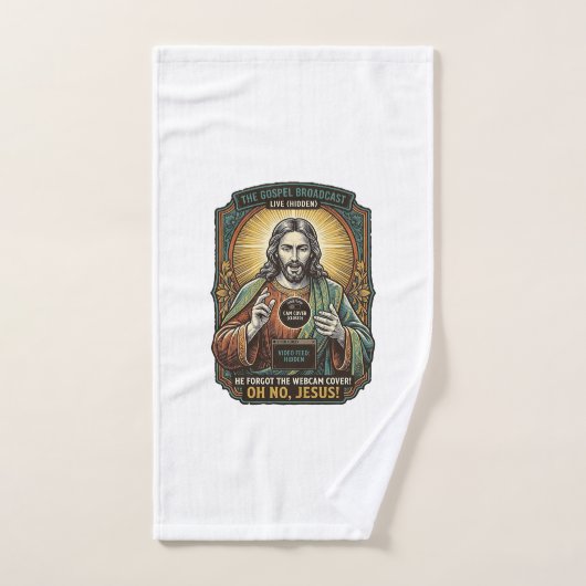 Jésus Fond noir Couverture de webcam oubliée Virtu (Serviette à main)
