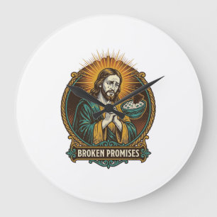 Jesus Gebroken Chip Vast in Dip Kom Party Humor_1 Grote Klok