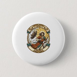 Jesus Gebroken Paraplu Binnenstebuiten Winderige S Ronde Button 5,7 Cm
