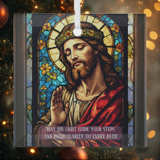 Jesus Genezer van arme religieuze kerstcitaat  Glas Ornament
