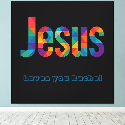 Jesus geometric pattern Glossy Poster Canvas Afdruk (Insitu (Houten vloer))