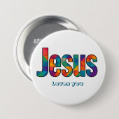 Jesus geometric pattern  ronde button 7,6 cm (Voorkant /achterkant)