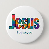 Jesus geometric pattern  ronde button 7,6 cm (Voorkant)