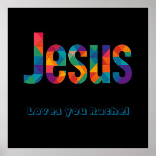 Jesus geometrisch patroon Glanzende Poster