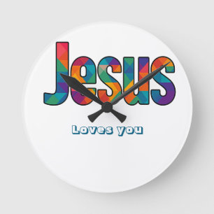 Jesus geometrisch patroon ronde klok