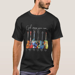 Jesus Gitaar Kleuren God Zegt Dat Je Bent T-shirt
