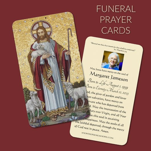 Jesus Good Shepherd Catholic Funeral Holy Card -