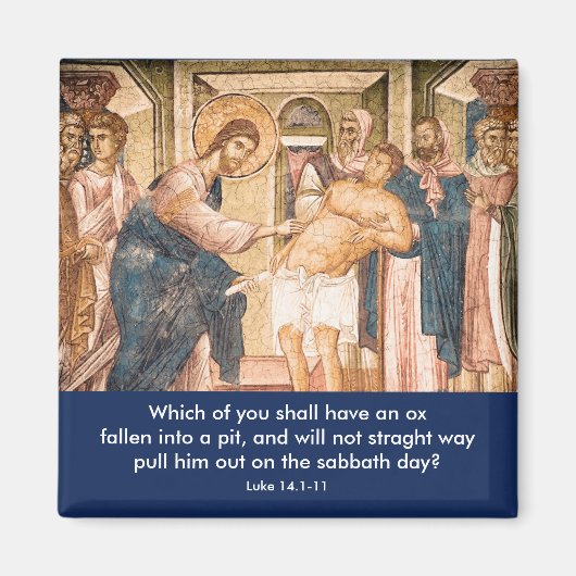 Jésus guérit MA avec Dropsie - Aimant (Devant)