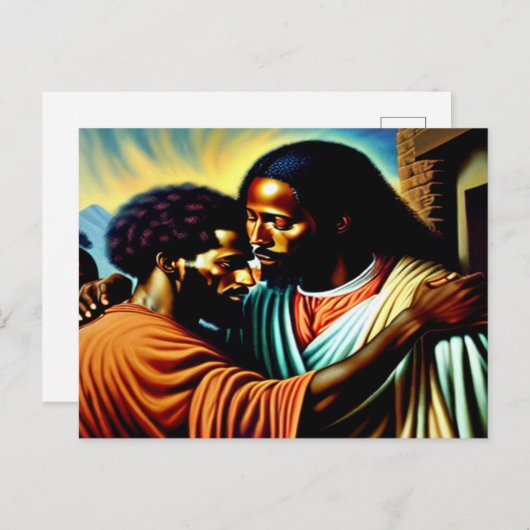 Jésus guérit une carte postale pour aveugles (Devant / Derrière)