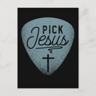 Jesus Guitar Pick Music Religieuze Guitar Player Briefkaart