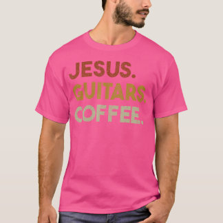 Jesus Guitars Coffee - Christelijke Mannen Guitar T-shirt