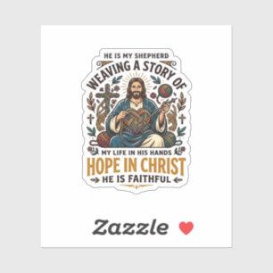 Jesus Haak Brei T-Shirt Inspirerend Geloof Sticker