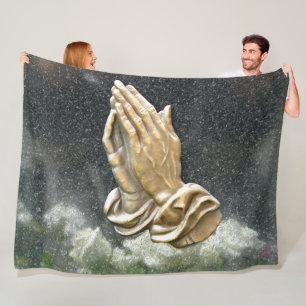 JESUS HANDS IN PRAYER FLEECE DEKEN