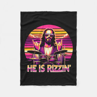Jesus has Rizzen Hij is Rizzin' grappige Christeli Fleece Deken