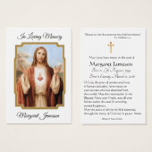 Jesus Heart Catholic Funeral Memorial Holy Card - (Devant & derrière)