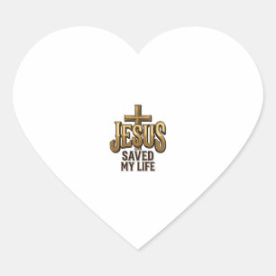 Jesus Heeft Mijn Leven Gered Kruis Vintage Hart Sticker