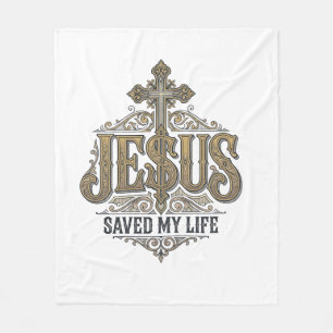 Jesus heeft mijn leven gered Vintage gravure Chris Fleece Deken