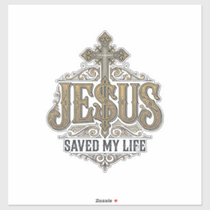 Jesus heeft mijn leven gered Vintage gravure Chris Sticker