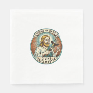 Jesus Helemaal Verbrand Zwart Hot Dog BBQ Humor_1 Servet